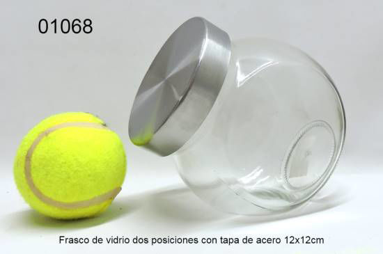 Imagen de FRASCO DE VIDRIO CON TAPA DE ACERO DOS POSICIONES 12 X 12 10.25